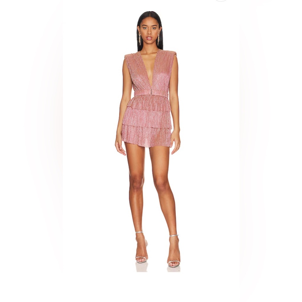 Sabina Musayev Shimmering Pink Mini Dress